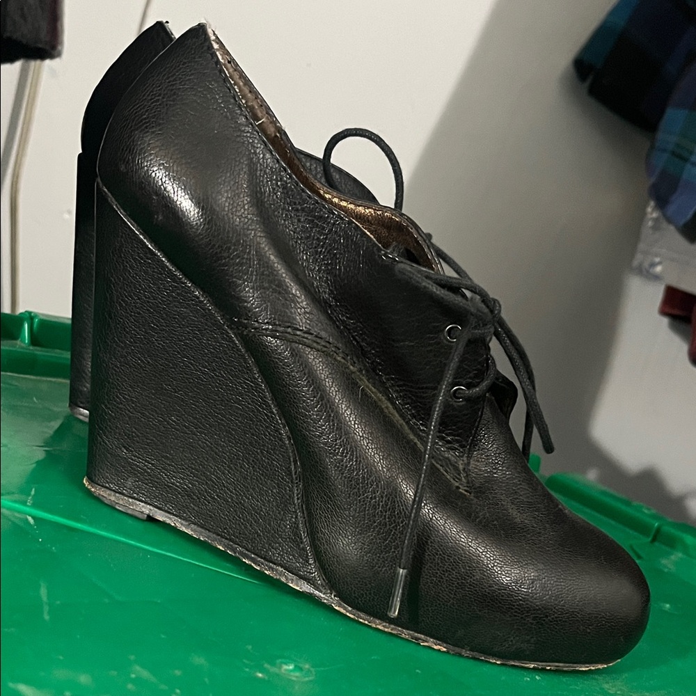 Cynthia Vincent Lace-Up Wedge Heels